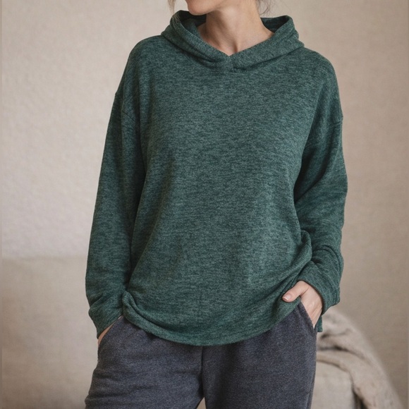 Zenana Outfitters Tops - Zenana Oversized Hooded Sweater Soft Luxe Feel Slouchy Lounge Top Green S/M